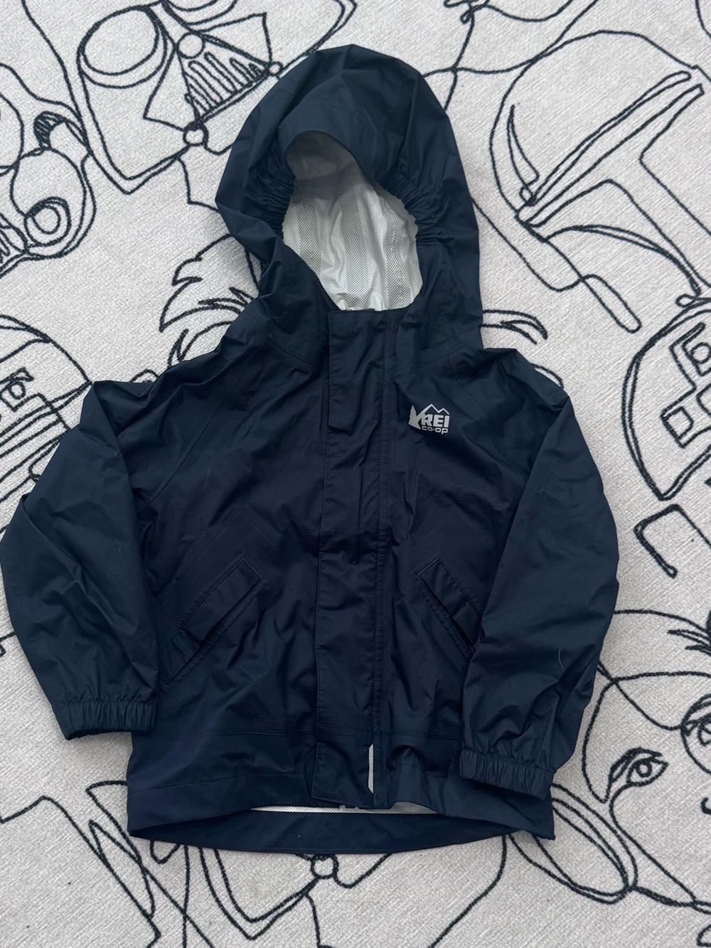 REI Navy Blue Hooded Waterproof Jacket